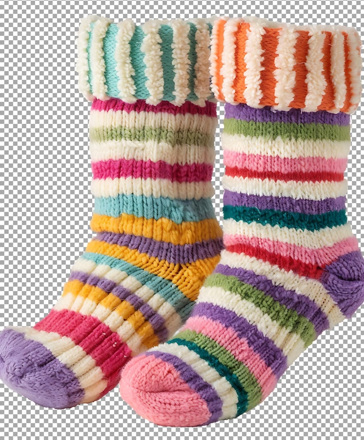 PSD calcetines coloridos png aislados sobre un fondo transparente