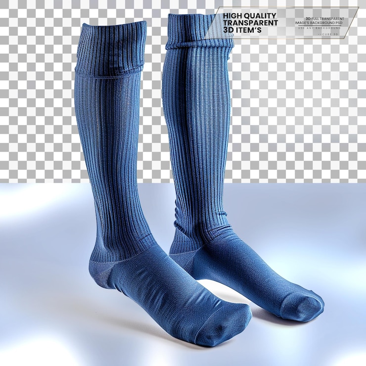 PSD calcetines de compresión calcetines utilizados para mejorar la circulación sobre un fondo transparente