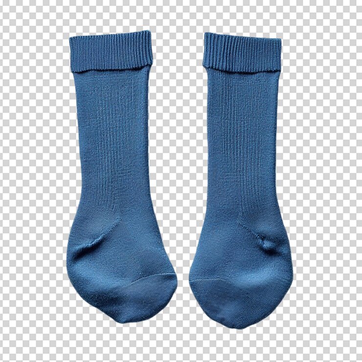 PSD calcetines de invierno de algodón azul aislados sobre fondo blanco