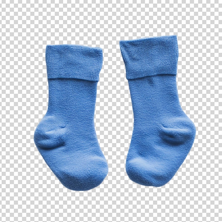 PSD calcetines de invierno de algodón azul aislados sobre fondo blanco