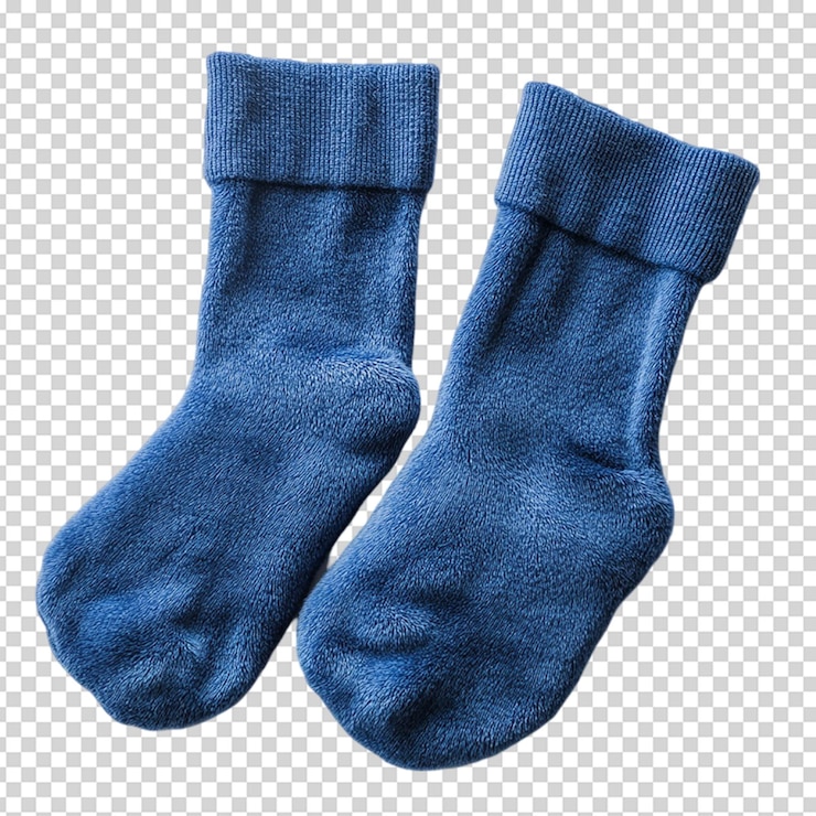PSD calcetines de invierno de algodón azul aislados sobre fondo blanco