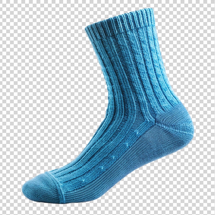 PSD calcetines de invierno de algodón azul aislados sobre un fondo transparente