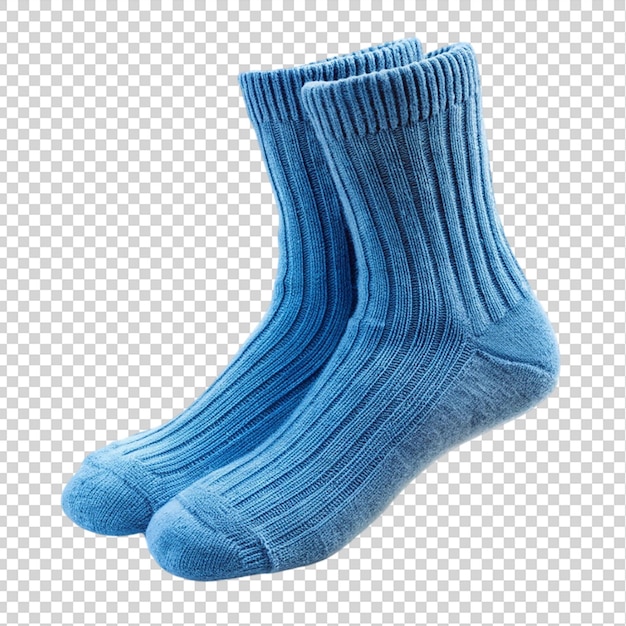 Calcetines de invierno de algodón azul aislados sobre un fondo transparente