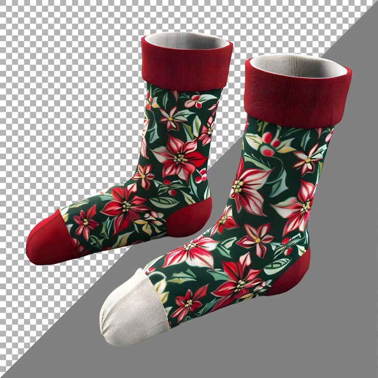 PSD calcetines de invierno en un fondo transparente generados por ai