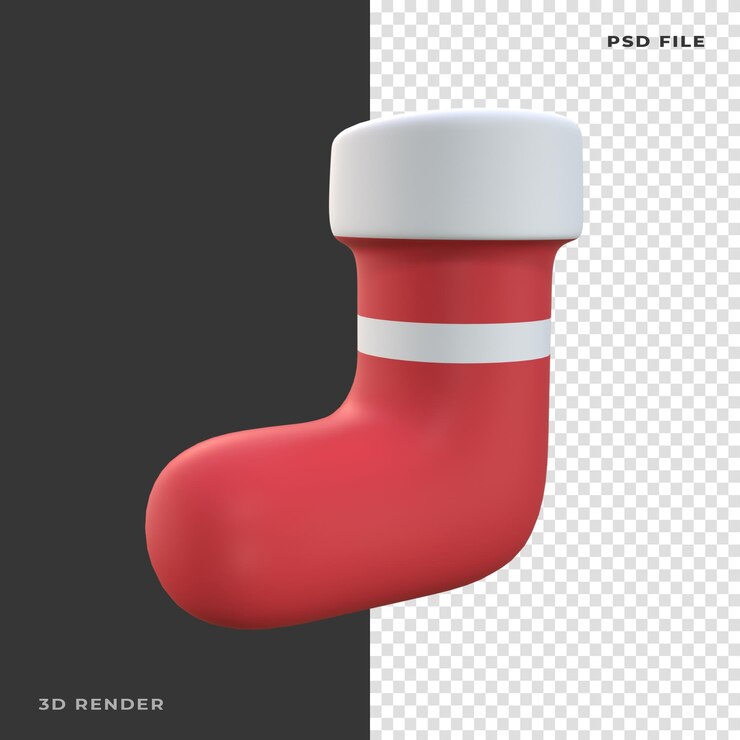 PSD calcetines de navidad 3d sobre fondo transparente
