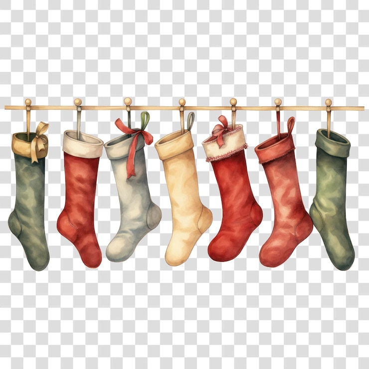 PSD calcetines de navidad colgantes zapatos de fondo blanco