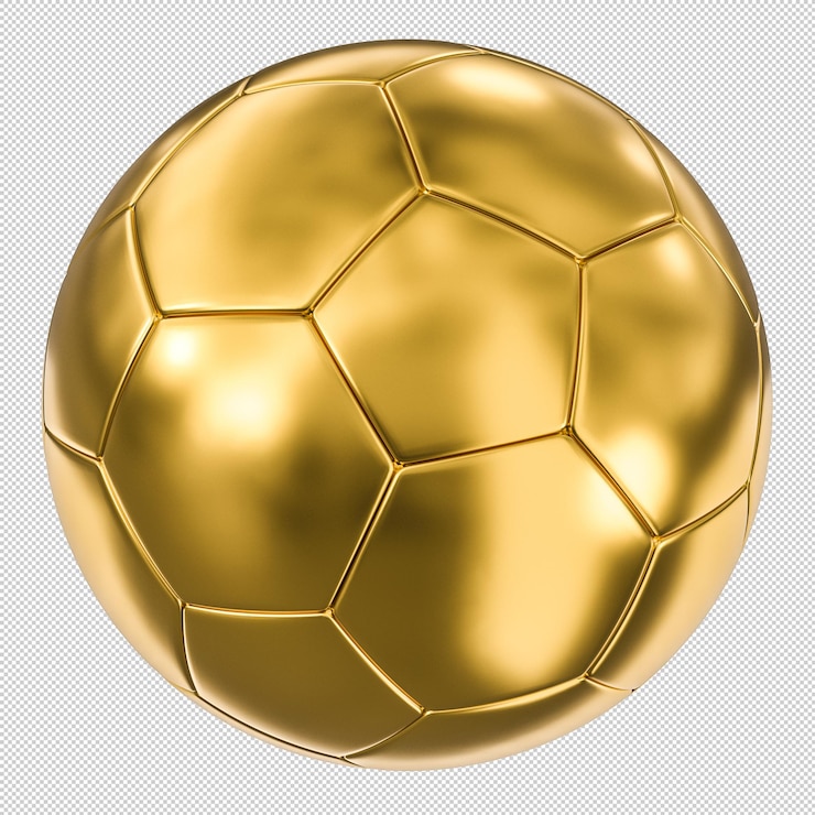 PSD calcio d'oro isolato su bianco rendering 3d