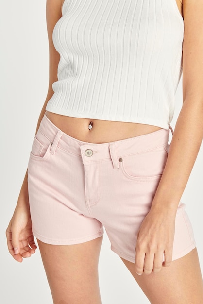 Calções cor-de-rosa claro feminino vestido minimalista