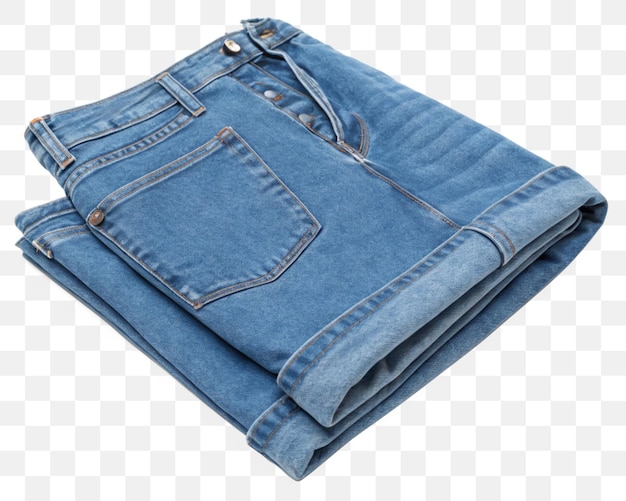 Calções de denim azuis em fundo transparente