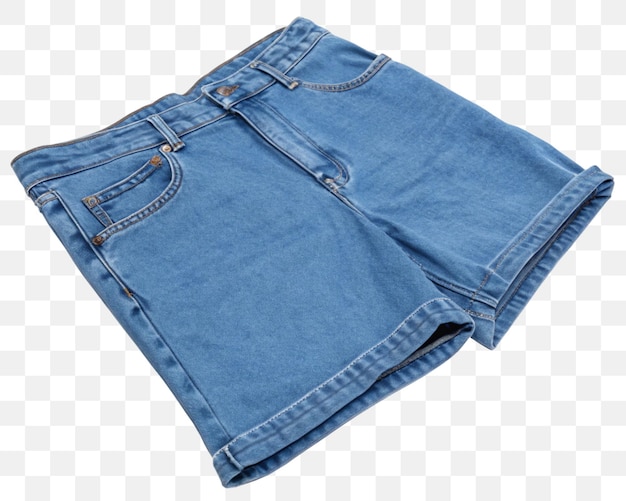 Calções de denim azuis em fundo transparente