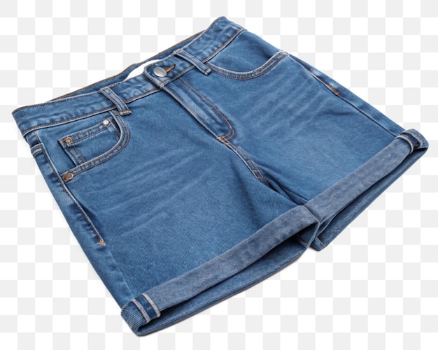 Calções de denim azuis em fundo transparente