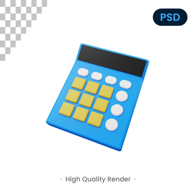 Calcolatrice Rendering 3D Illustrazione Psd Premium