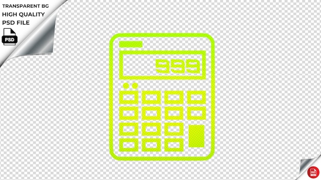 PSD calculador 4 ícone vetorial psd verde fluorescente transparente