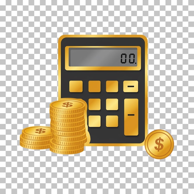 Calculador e moedas Conceito financeiro e de investimento