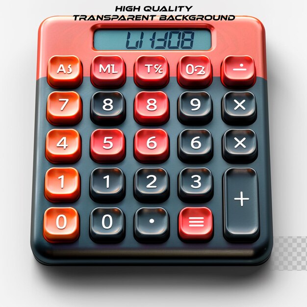 PSD una calculadora 3d en un fondo transparente