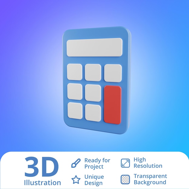 PSD calculadora 3d ilustración