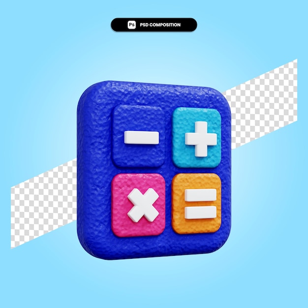 PSD calculadora 3d render ilustración aislada