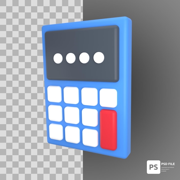 PSD calculadora en activos de diseño de ilustración 3d