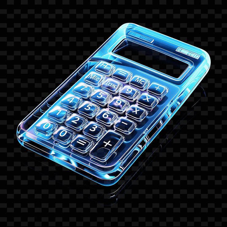 PSD una calculadora azul y negra con el número 0 en ella