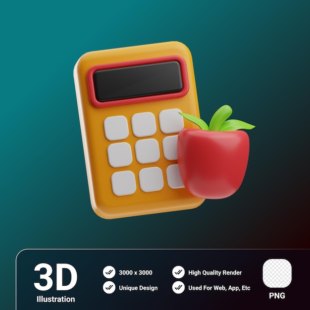 PSD calculadora de fitness y dieta ilustración 3d