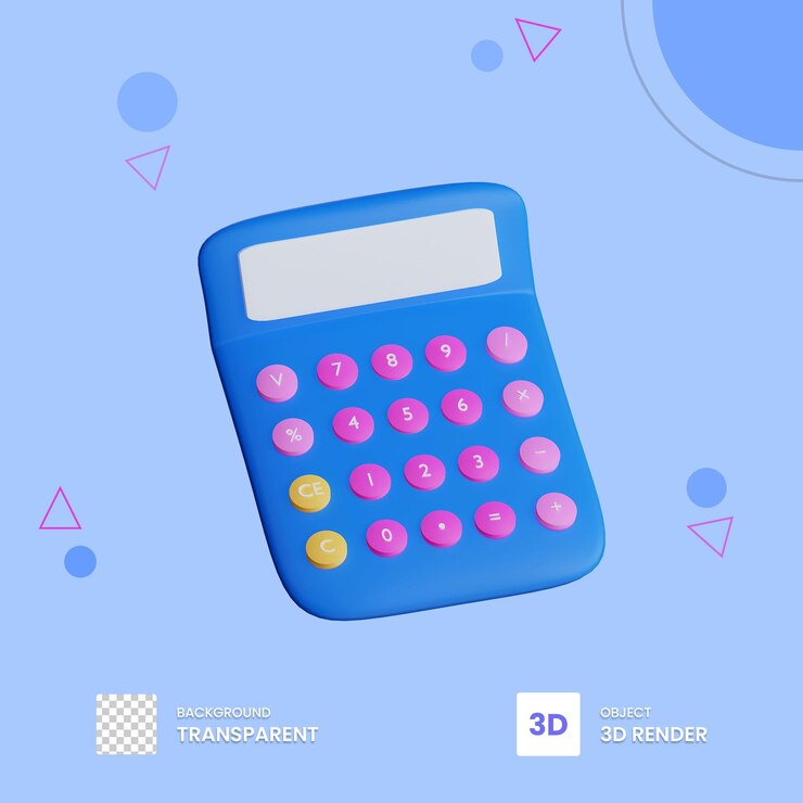 PSD calculadora de icono de procesamiento 3d con fondo transparente