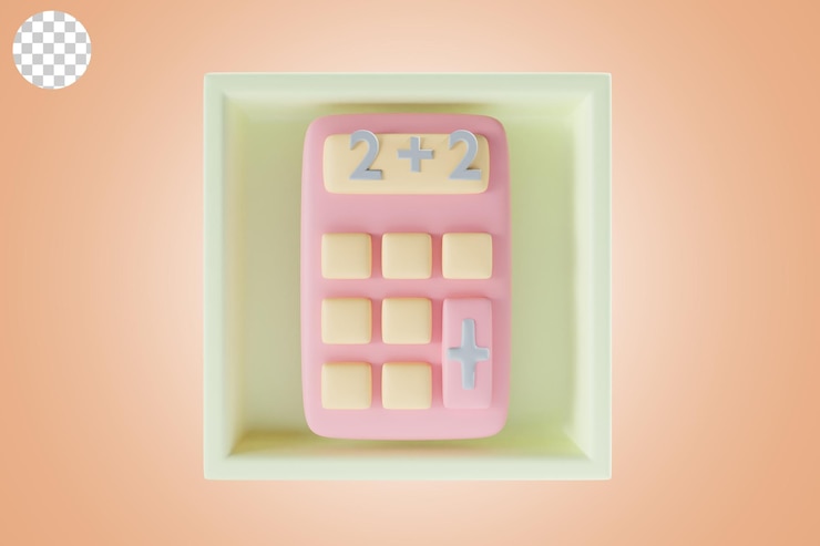 PSD calculadora icono de regreso a la escuela 3d render con tema rectángulo amarillo
