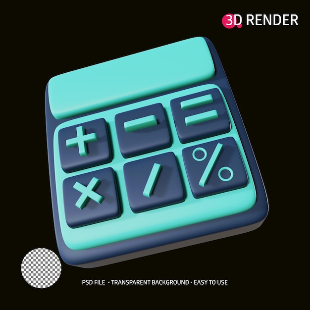 PSD calculadora de icono de render 3d 12