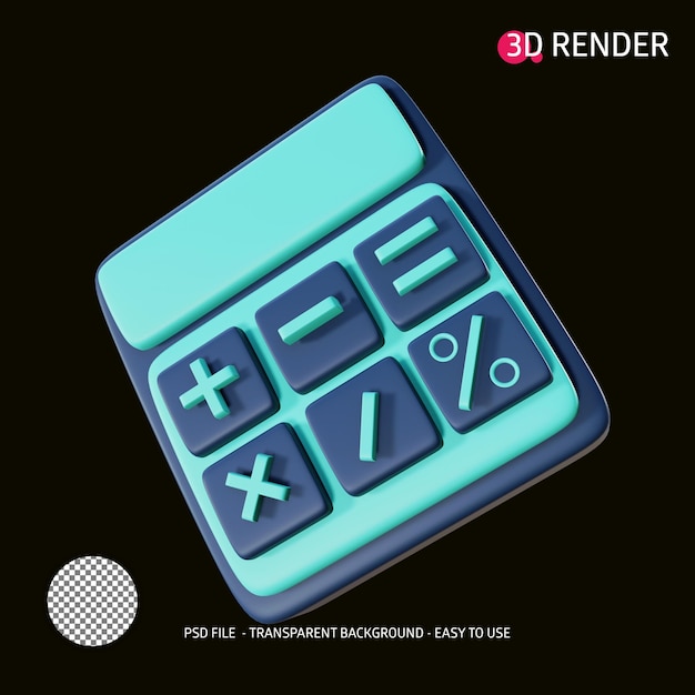 PSD calculadora de icono de render 3d 14