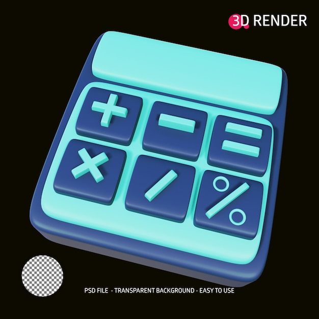 PSD calculadora de icono de render 3d 15