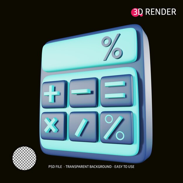 Calculadora de icono de render 3d 17