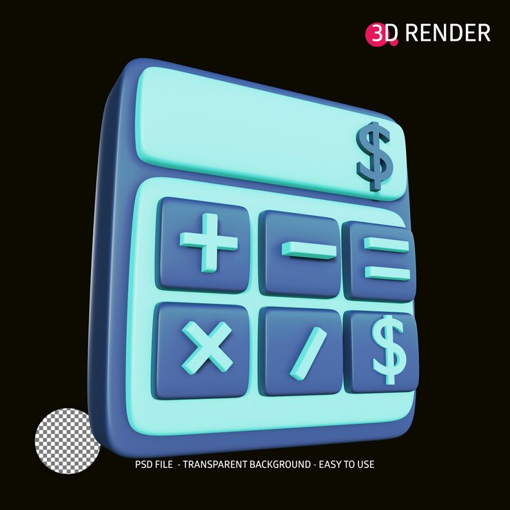 PSD calculadora de icono de render 3d 18