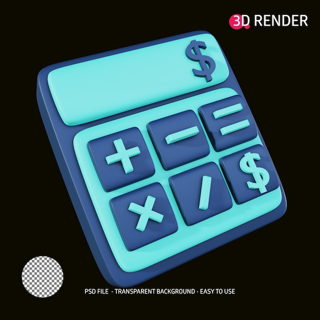 PSD calculadora de icono de render 3d 21