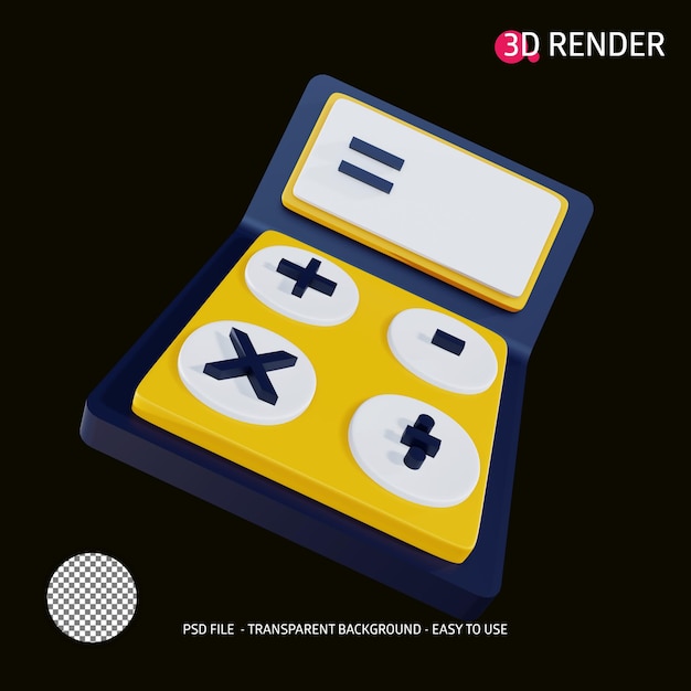 PSD calculadora de icono de render 3d 6