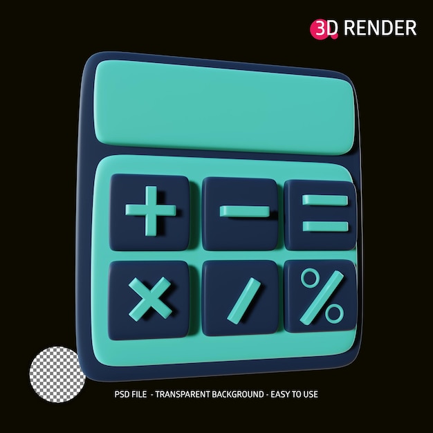 Calculadora de icono de render 3D 9