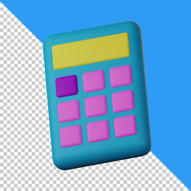 Calculadora de iconos 3D aislada en el fondo transparente