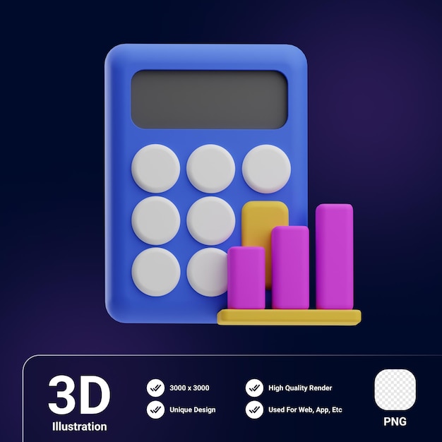 Calculadora de ilustración 3d con big data analítico