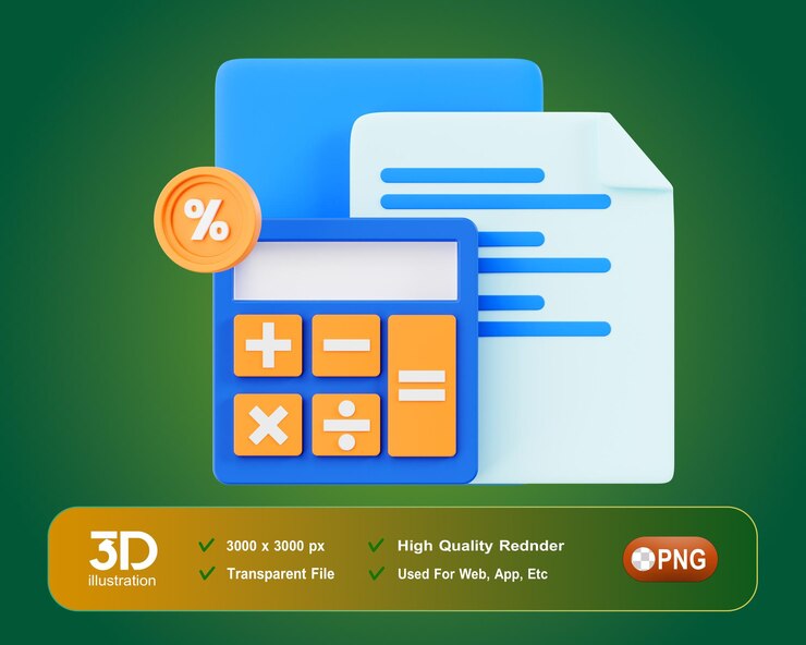 PSD calculadora ilustración 3d gestión del tiempo 3d