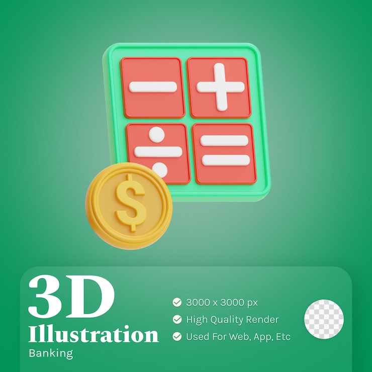 PSD calculadora ilustración 3d