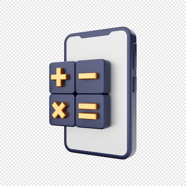 Calculadora de ilustración de icono de teléfono inteligente 3d