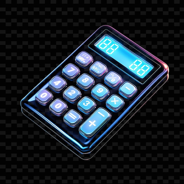 Una calculadora con la luz azul encendida