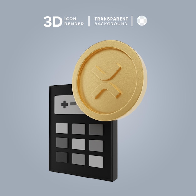 PSD calculadora de monedas xrp ilustración 3d que muestra el icono 3d de color aislado