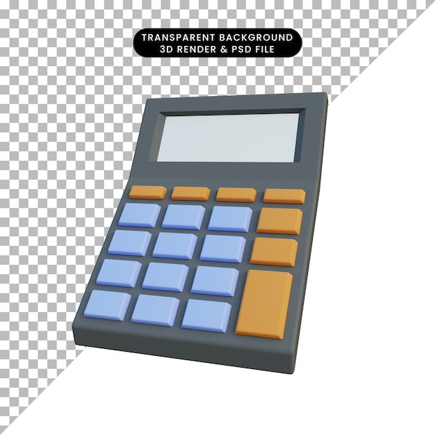 Calculadora de objetos simples de ilustración 3d