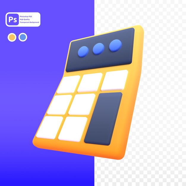 PSD calculadora en render 3d para presentación web de activos gráficos u otros