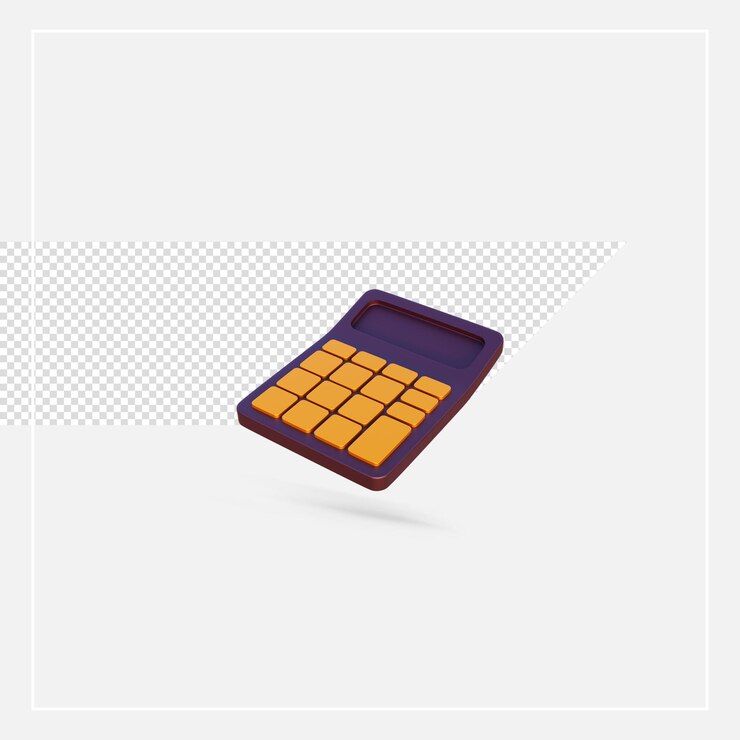 PSD calculadora de renderizado 3d modelo botón dorado