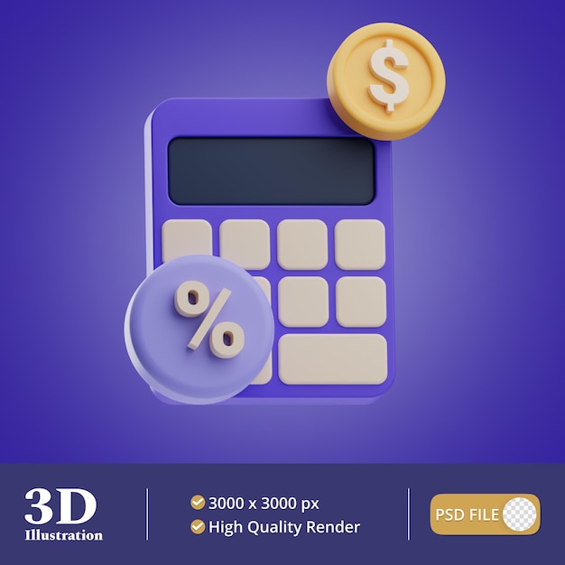 Calculateur De Fichier Objet Illustration Fiscale 3d