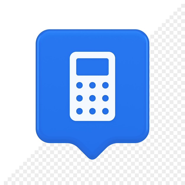 Calculator button mathematical number counting web application design 3d realistic speech bubble icon