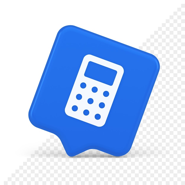 Calculator button mathematical number counting web application design 3d realistic speech bubble icon