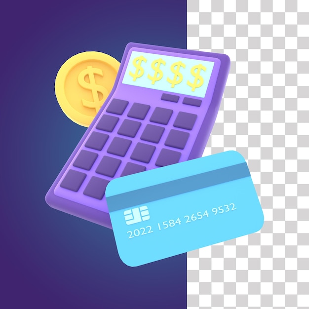 Calculatrice Avec Illustration 3d De Pièce De Monnaie De Carte