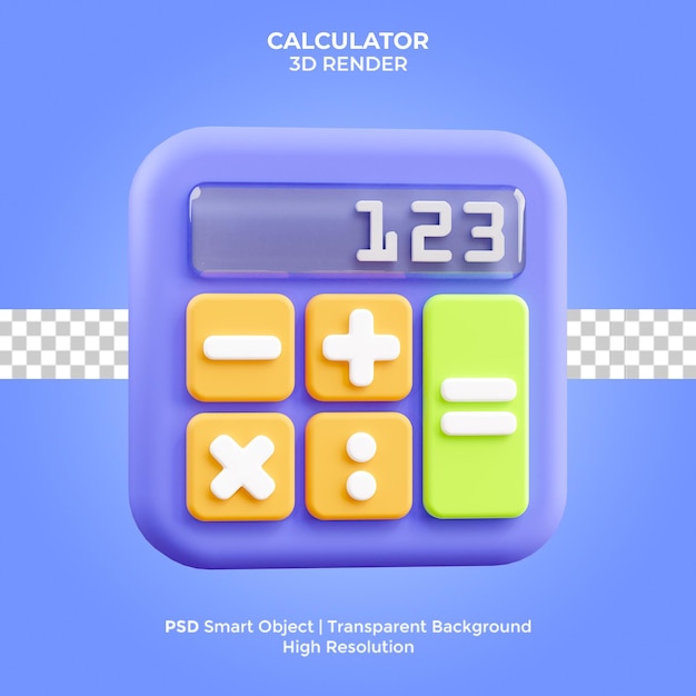 Calculatrice Illustration De Rendu 3d Isolé Premium Psd
