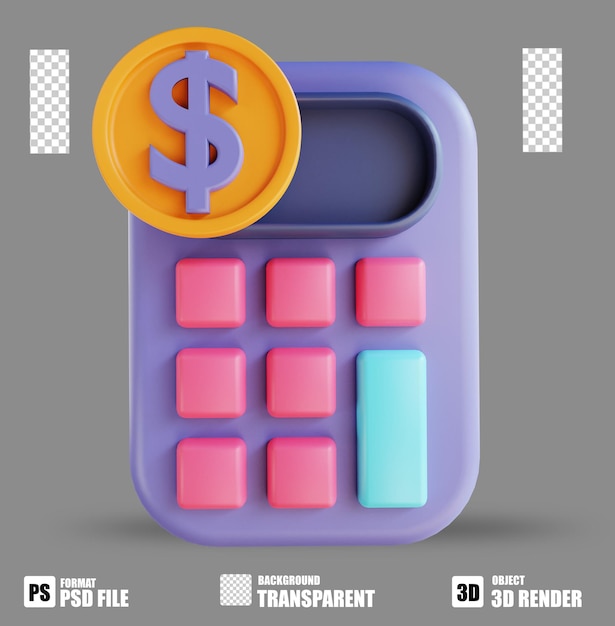 PSD calculatrice d'illustrations 3d 3